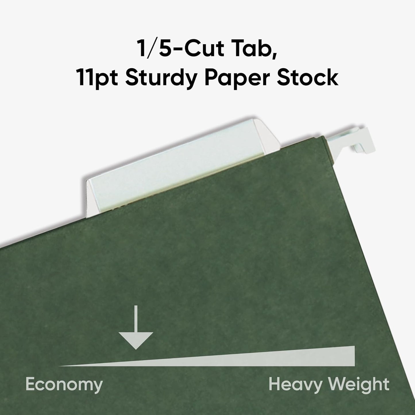 Smead Hanging File Folder, 1/5-Cut Adjustable Tab, Letter Size, Standard Green, Hanging Folders for Filing Cabinets, File Organizer Folder, 50 Count
